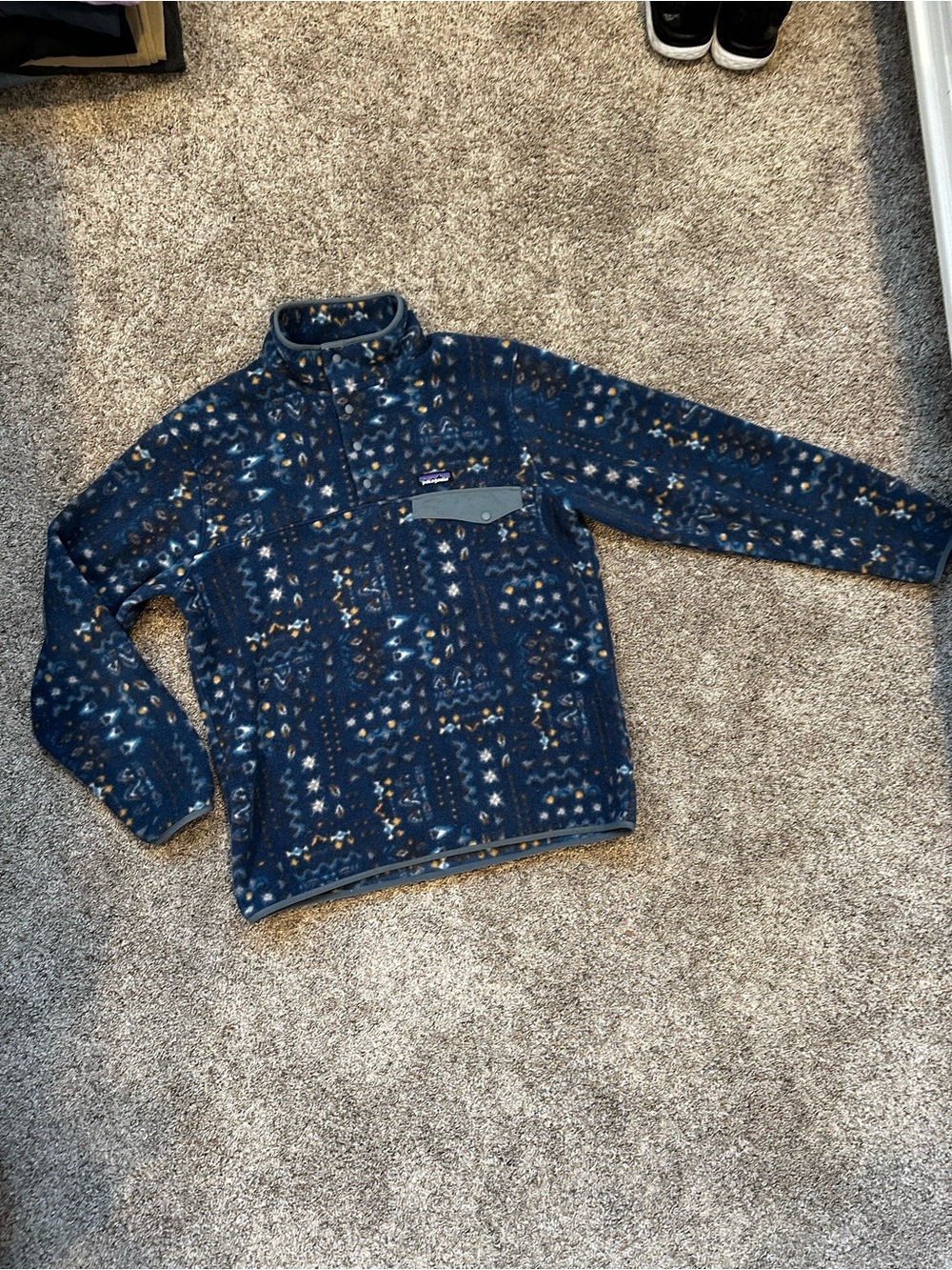 Patagonia Kids Navy Blue Patterned Snap-T Fleece Pullover